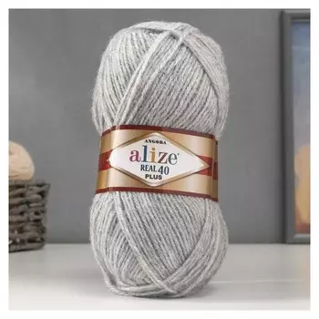 Пряжа "Angora Real 40 Plus" 40% шерсть, 60% акрил 225м/100гр (614 св.серый)
