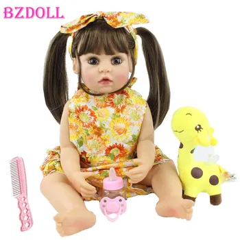 BZDOLL 55 см силиконовая кукла реборн всего тела виниловая принцесса для малышей платье Boneca для девочек подарок на день рождения игрушка для купания N1