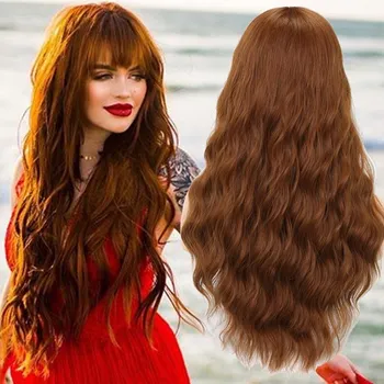 MERISIHAIR 24-дюймовый фиолетовый парик с челкой, длинный волнистый парик для женщин, парик из синтетического термостойкого волокна