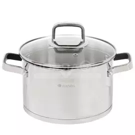 Кастрюля нержавеющая сталь, 4.75 л, с крышкой, крышка стекло, Daniks, Манхэттен, M-461-22, индукция
