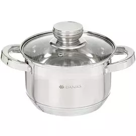 Кастрюля нержавеющая сталь, 1.9 л, с крышкой, Daniks, Стандарт, SD-416-2