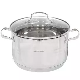Кастрюля нержавеющая сталь, 3.9 л, с крышкой, Daniks, Токио, SD-A87-20, индукция