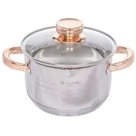 Кастрюля нержавеющая сталь, 3 л, с крышкой, Daniks, Вена, SD-Т87-18