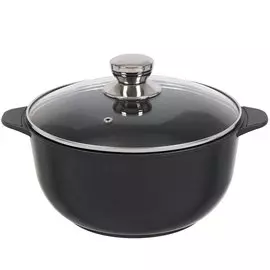 Кастрюля алюминий, антипригарное покрытие, 4 л, с крышкой, крышка стекло, круглая, Гардарика, Премьера, 1704-03-10