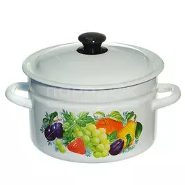 Кастрюля эмалированная сталь, 5 л, с крышкой, крышка сталь, Керченский металлургический завод, 41804-162/6