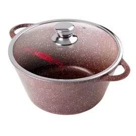Кастрюля алюминий, антипригарное покрытие, 2 л, с крышкой, крышка стекло, Горница, Шоколад, к2233аш