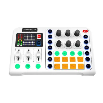 Металлическая звуковая карта со светодиодной подсветкой RGB, беспроводной Bluetooth-совместимый внешний микшер, звуковая карта для потокового вещания в реальном времени чёрный