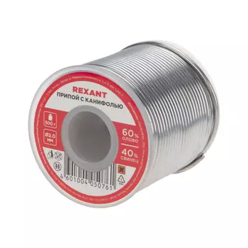 Припой Rexant d2 Sn60 Pb40 Flux 2.2% с канифолью 500 г (09-3383)