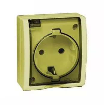 1594432-031 Розетка с заземлением Schuko со шторками, с крышкой полупрозрачной, IP54, 16А 250В, винтовой зажим, Simon 15 Aqua