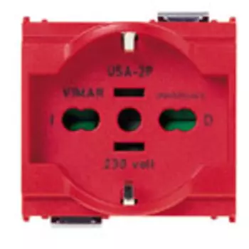 16210.R Розетка 2p+t 16a универсальная красная Vimar Idea