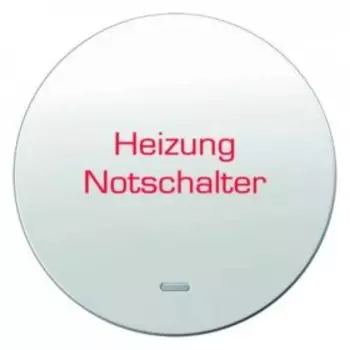 16212049 Клавиша с прозрачной линзой и надписью "Heizung Notschalter", полярная белизна, с блеском R.1/R.3 Berker