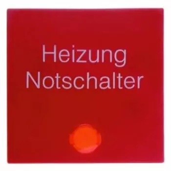 16218902 Клавиша с красной линзой и надписью "Heizung Notschalter" цвет: красный, с блеском S.1/B.3/B.7 Glas Berker