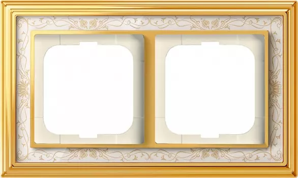 1722-836-500 Рамка Dynasty Латунь полированная белая роспись 2-постовая ABB