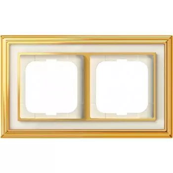 1722-838-500 Рамка Dynasty Латунь полированная белое стекло 2-постовая ABB