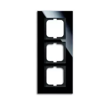 1723-825 Рамка Carat Черное стекло 3-постовая ABB