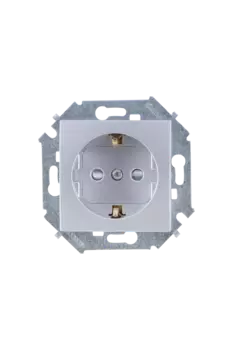 1591432-033 Розетка с заземлением Schuko, 16А 250В, винтовой зажим, алюминий Simon 15