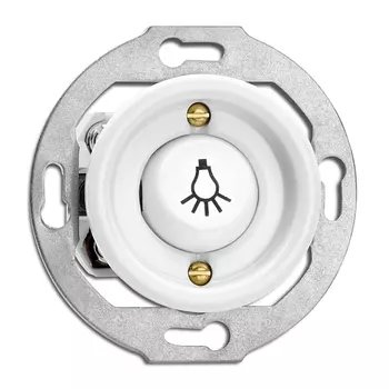 173077 Кнопка "Свет" Porcelain, 10A, AC 250V Porcelain, центральная вставка. Duroplast кнопка с символом "Свет". THPG