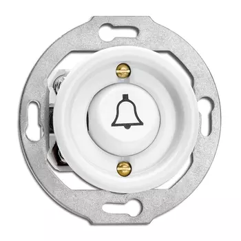 173078 Кнопка "Звонок" Porcelain, 10A, AC 250V Porcelain, центральная вставка. Duroplast кнопка с символом "Звонок". THPG