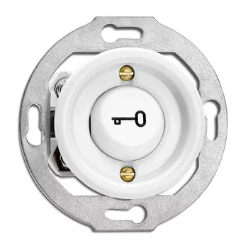 173079 Кнопка "Ключ" Porcelain, 10A, AC 250V Porcelain, центральная вставка. Duroplast кнопка с символом "Ключ". THPG