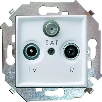 1591466-030 Розетка R-TV-SAT одиночная, винтовой зажим, белый Simon 15
