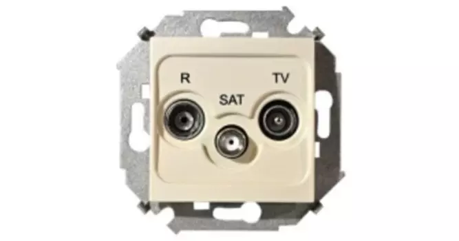 1591466-031 Розетка R-TV-SAT одиночная, винтовой зажим, слоновая кость Simon 15