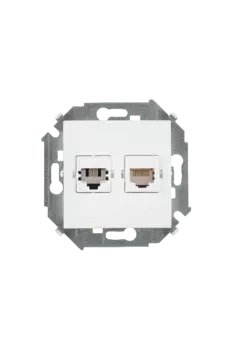 1591552-030 Розетка компьютерная двойная RJ45 кат.5e (AMP), белый Simon 15