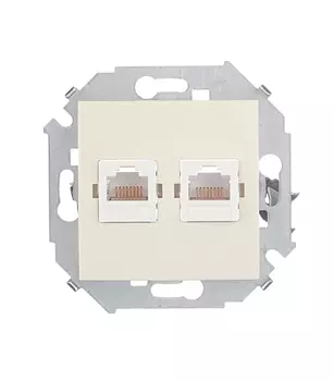 1591552-031 Розетка компьютерная двойная RJ45 кат.5e (AMP), слоновая кость Simon 15