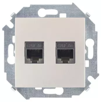 1591552-034 Розетка компьютерная двойная RJ45 кат.5e (AMP), шампань Simon 15
