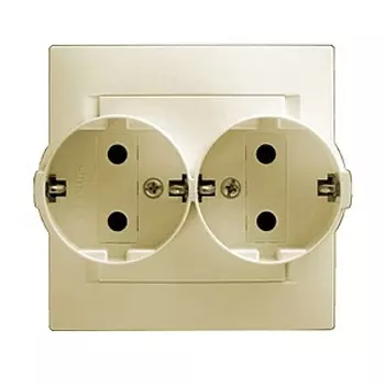 1590459-031 Розетка двойная с заземлением Schuko, 16А 250В, винтовой зажим, слоновая кость Simon 15