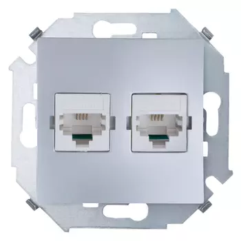 1591563-033 Розетка компьютерная RJ45 кат.6а (АМР, FTP), алюминий Simon 15
