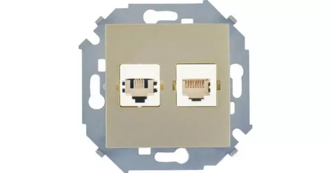 1591563-034 Розетка компьютерная RJ45 кат.6а (АМР, FTP), шампань Simon 15