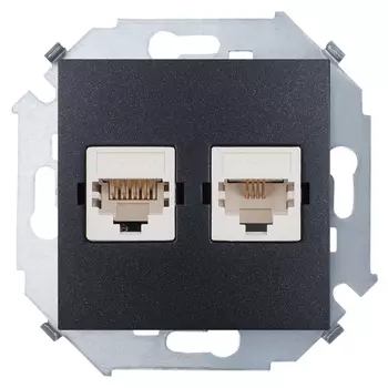 1591563-038 Розетка компьютерная RJ45 кат.6а (АМР, FTP), графит Simon 15