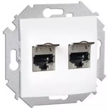 1591564-030 Розетка компьютерная двойная RJ45 кат.6а (АМР, FTP), белый Simon 15
