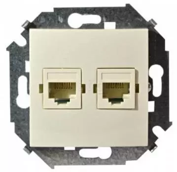 1591564-031 Розетка компьютерная двойная RJ45 кат.6а (АМР, FTP), слоновая кость Simon 15