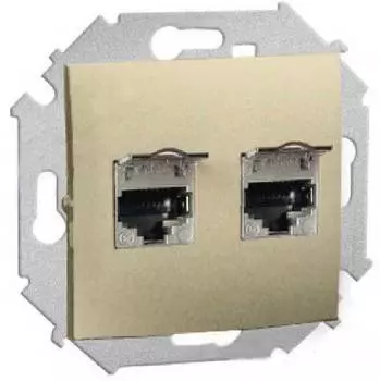 1591564-034 Розетка компьютерная двойная RJ45 кат.6а (АМР, FTP), шампань Simon 15