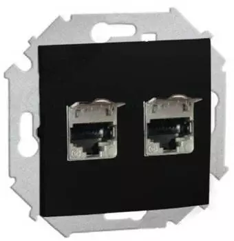 1591564-038 Розетка компьютерная двойная RJ45 кат.6а (АМР, FTP), графит Simon 15