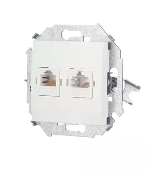 1591590-030 Розетка телефонная + компьютерная RJ11+RJ45 кат.5е, Systimax, белый Simon 15