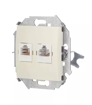 1591590-031 Розетка телефонная + компьютерная RJ11+RJ45 кат.5е, Systimax, слоновая кость Simon 15