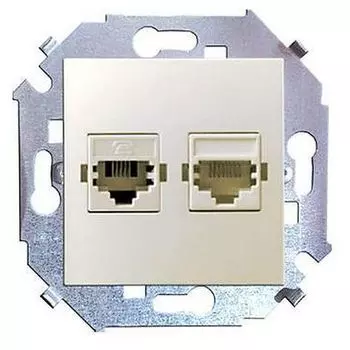 1591593-031 Розетка компьютерная двойная RJ45 кат.5е, Systimax, слоновая кость Simon 15