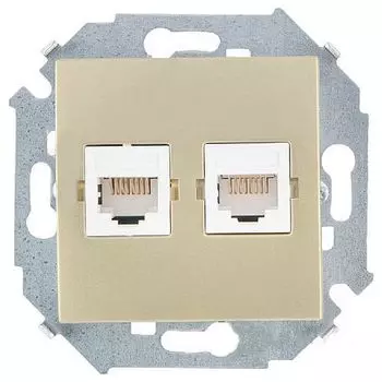 1591593-034 Розетка компьютерная двойная RJ45 кат.5е, Systimax, шампань Simon 15