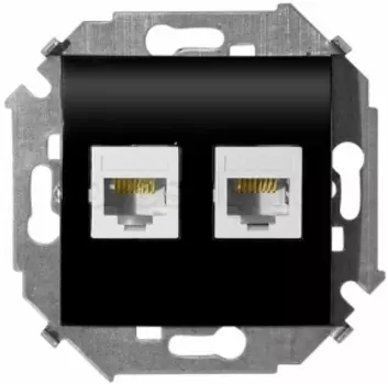 1591593-038 Розетка компьютерная двойная RJ45 кат.5е, Systimax, графит Simon 15