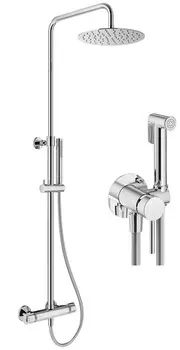 Комплект душевой стойки с гигиеническим смесителем Plumberia Selection IXO KITZXO6302CR с термостатом, хром