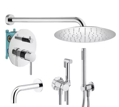 Комплект гигиенического смесителя с верхним душем Plumberia Selection IXO KITZXO19CR60 с изливом, хром
