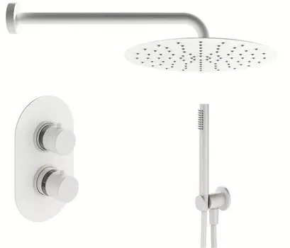 Комплект со смесителем, ручным и верхним душем Plumberia Selection IXO KITXOT18BO с термостатом, белый матовый
