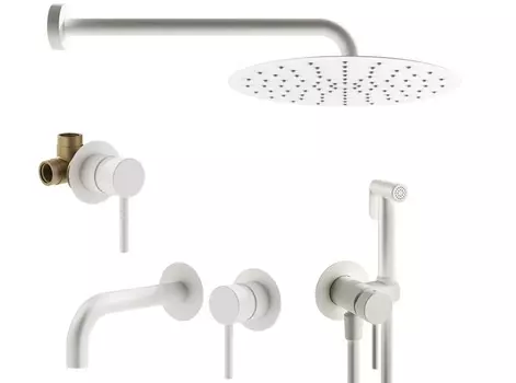 Комплект гигиенического смесителя с верхним душем Plumberia Selection IXO KITZXO01BO210 белый матовый