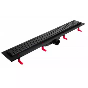Трап горизонтальный Miano Medium Black с комбинированным затвором 800х70 мм d50 мм решетка из нержавеющей стали линейный (MS-80MB)