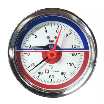 Термоманометр СТМ аксиальный 1/4 НР(ш) 10 бар d80 мм (CTM14A10)