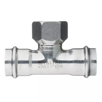 Тройник Valtec (VTi.932.I.280628) 28 мм х 1 ВР(г) х 28 мм нержавеющая сталь