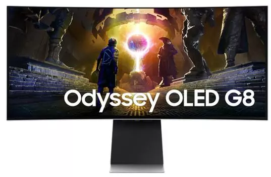 Монитор 34" Samsung Odyssey OLED G8 G85SD S34DG852SI Curved OLED 21:9 3440*1440, 175Hz 0,03ms 1M:1 250cd 1,07B 178/178 DP; 2*HDMI, 2*USB3.0, Smart TV