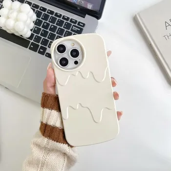Мягкий чехол для телефона с рисунком расплавленного цвета и конфетами для Iphone 14 13 12 11 Pro Max, милый защитный чехол круглой формы с отверстием для камеры For iPhone 14 Pro вино красного